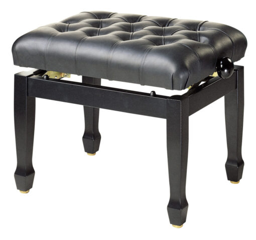 Highgloss black concert piano bench with fireproof black vinyl top