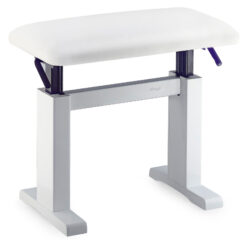STAGG MATT WHITE HYDRAULIC PIANO BENCH WITH FIREPROOF WHITE VINYL TOP