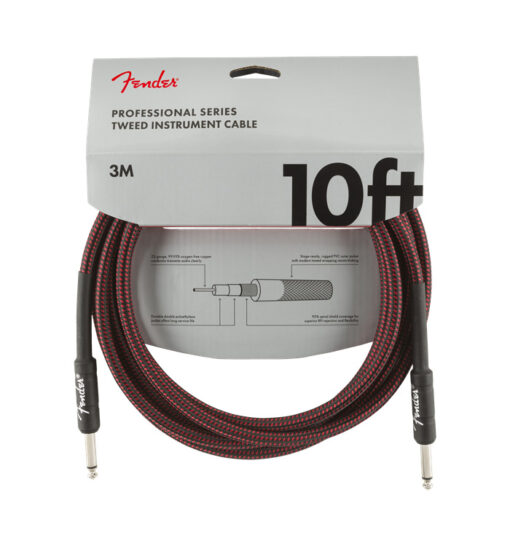 FENDER PROFESSIONAL SERIES INSTRUMENT CABLE 10' RED TWEED