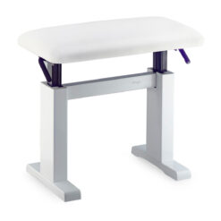 STAGG HIGHGLOSS WHITE HYDRAULIC PIANO BENCH WITH FIREPROOF WHITE VINYL TOP