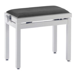 STAGG HIGHGLOSS WHITE PIANO BENCH WITH BLACK VELVET TOP