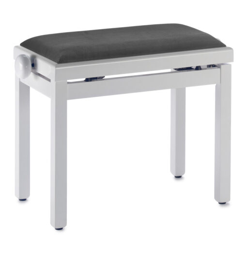 STAGG HIGHGLOSS WHITE PIANO BENCH WITH BLACK VELVET TOP