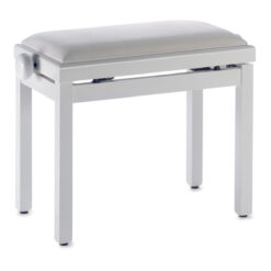 STAGG HIGHGLOSS WHITE PIANO BENCH WITH WHITE VELVET TOP