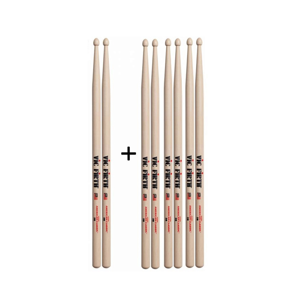 3 Pairs Vic Firth 7A Wood Tip Drumsticks American Classic Hickory 