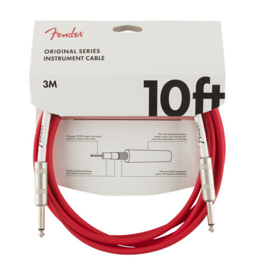 FENDER ORIGINAL SERIES STRAIGHT TO STRAIGHT INSTRUMENT CABLE 10 FOOT FIESTA RED