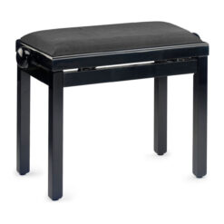 STAGG PB39 HIGHGLOSS BLACK PIANO BENCH WITH RIBBED VELVET TOP