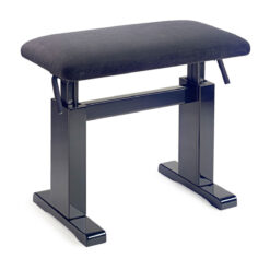 HIGHGLOSS BLACK HYDRAULIC PIANO BENCH WITH FIREPROOF BLACK VELVET TOP