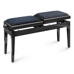 STAGG PB245 TWIN BLACK HIGHGLOSS PIANO BENCH WITH BLACK VELVET TOP