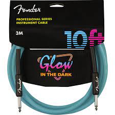 FENDER PROFESSIONAL SERIES GLOW IN THE DARK 3M STRAIGHT INSTRUMENT CABLE BLUE