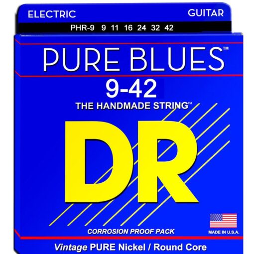 DR STRINGS PURE BLUES PHR-9 PURE NICKEL ELECTRIC GUITAR STRINGS 9-42