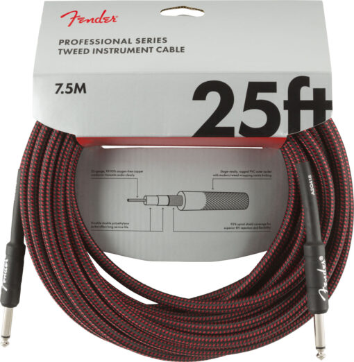 FENDER PROFESSIONAL SERIES INSTRUMENT CABLE 7.5M RED TWEED