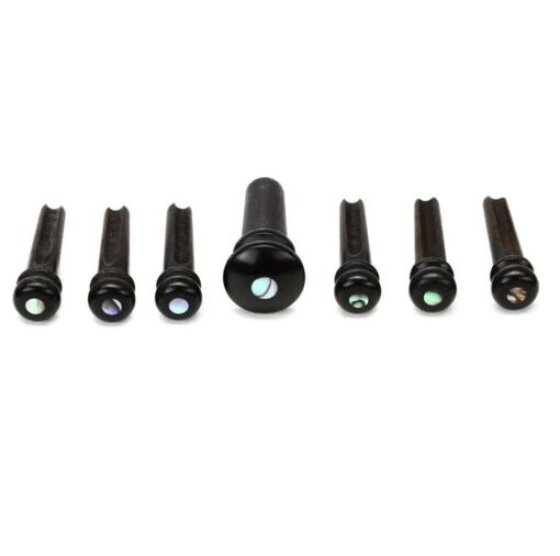 PLANET WAVES PWPS2 EBONY BRIDGE AND END PIN SET ABALONE INLAY