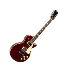 STAGG DELUXE SERIES ELECTRIC GUITAR WITH AAA FLAMED MAPLE TOP WINE RED