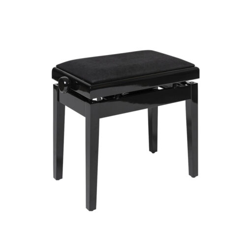 STAGG HIGHGLOSS BLACK HYDRAULIC PIANO BENCH WITH BLACK VELVET TOP