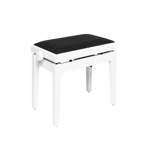 STAGG MATT WHITE HYDRAULIC PIANO BENCH WITH BLACK VELVET TOP