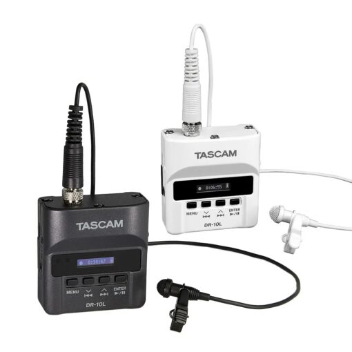 TASCAM DR-10L DIGITAL AUDIO RECORDER WITH LAVALIER MICROPHONE, BLACK OR WHITE