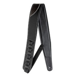 STAGG BLACK PADDED LEATHERETTE GUITAR STRAP WITH BLACK GUITAR SHAPE