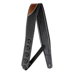 STAGG BLACK PADDED LEATHERETTE GUITAR STRAP WITH COPPER GUITAR SHAPE