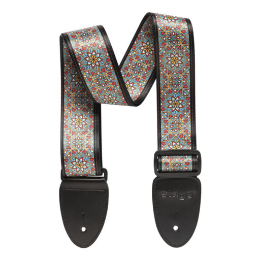 STAGG TERYLENE GUITAR STRAP WITH MANDALA PATTERN BLUE