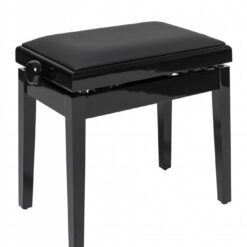 STAGG HIGHGLOSS BLACK HYDRAULIC PIANO BENCH WITH BLACK VINYL TOP