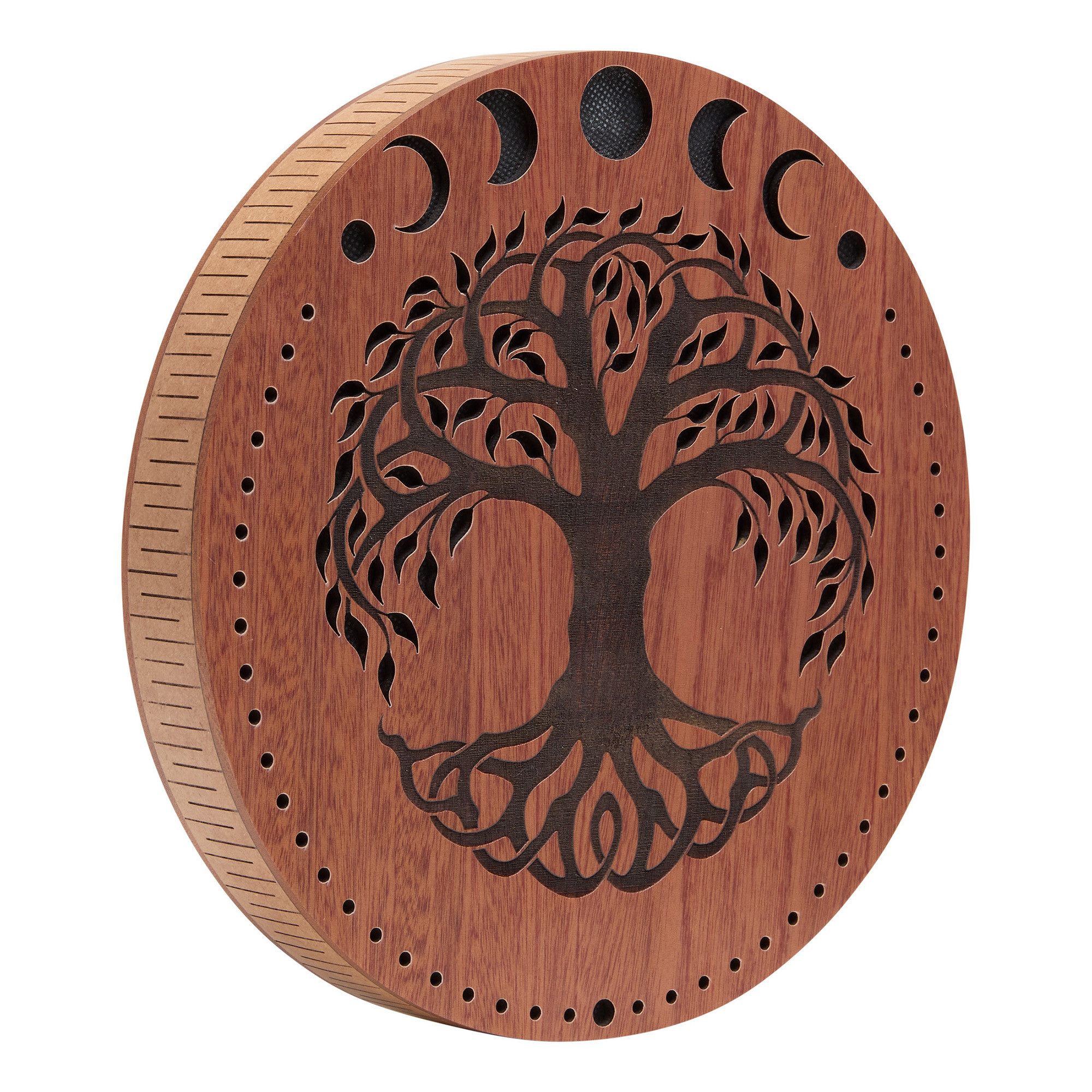 MEINL SONIC ENERGY 10-INCH RAIN DISK, STREAM SOUND, MOON PHASES & TREE OF LIFE CARVING