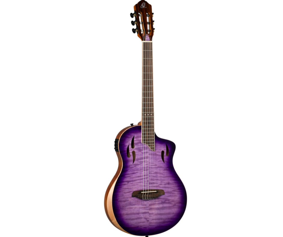ORTEGA TOURPLAYER NYLON STRING GUITAR - FLAMED MAPLE PURPLE