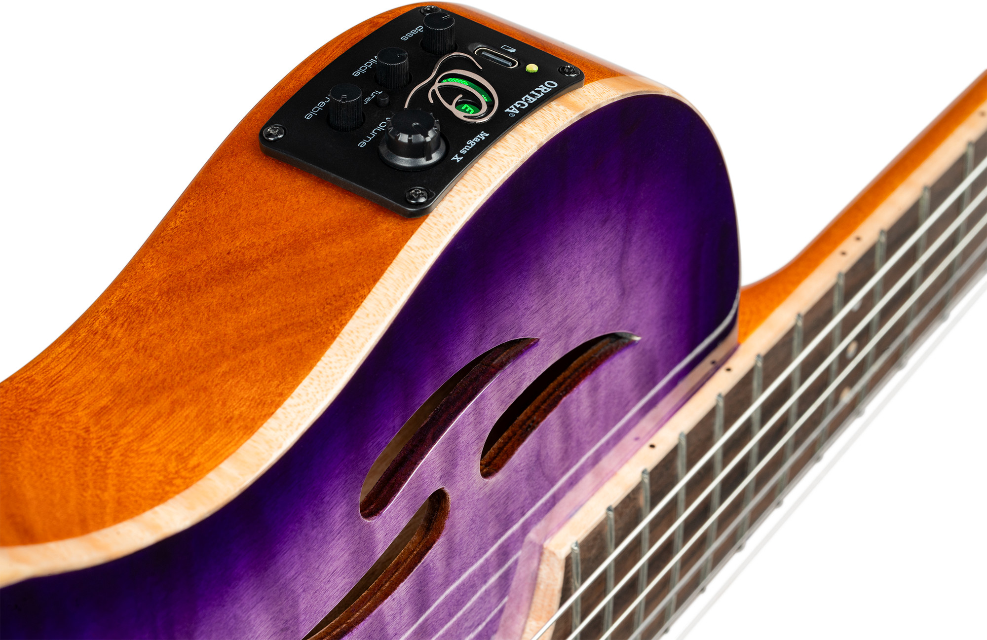 ORTEGA TOURPLAYER NYLON STRING GUITAR - FLAMED MAPLE PURPLE